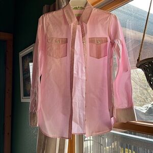 Lilly Pulitzer Top XS pink and white checked collar shirt